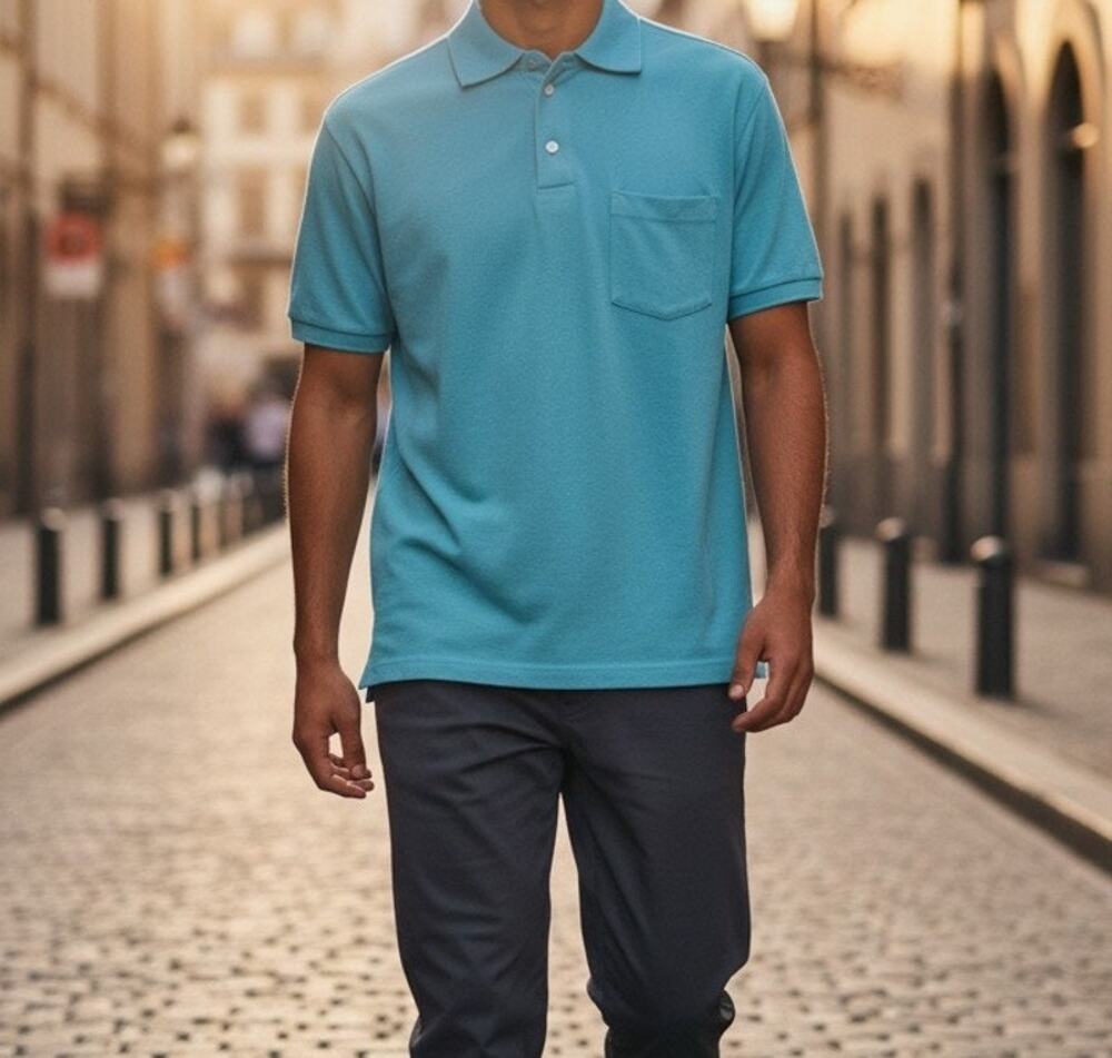 Croft and Barrow Easy Care Polo Shirt Men's Small Aqua Blue Short Sleeve